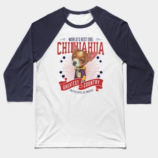 Attitude with red white and blue patriotic Chihuahua wearing hoodie USA Baseball T-Shirt